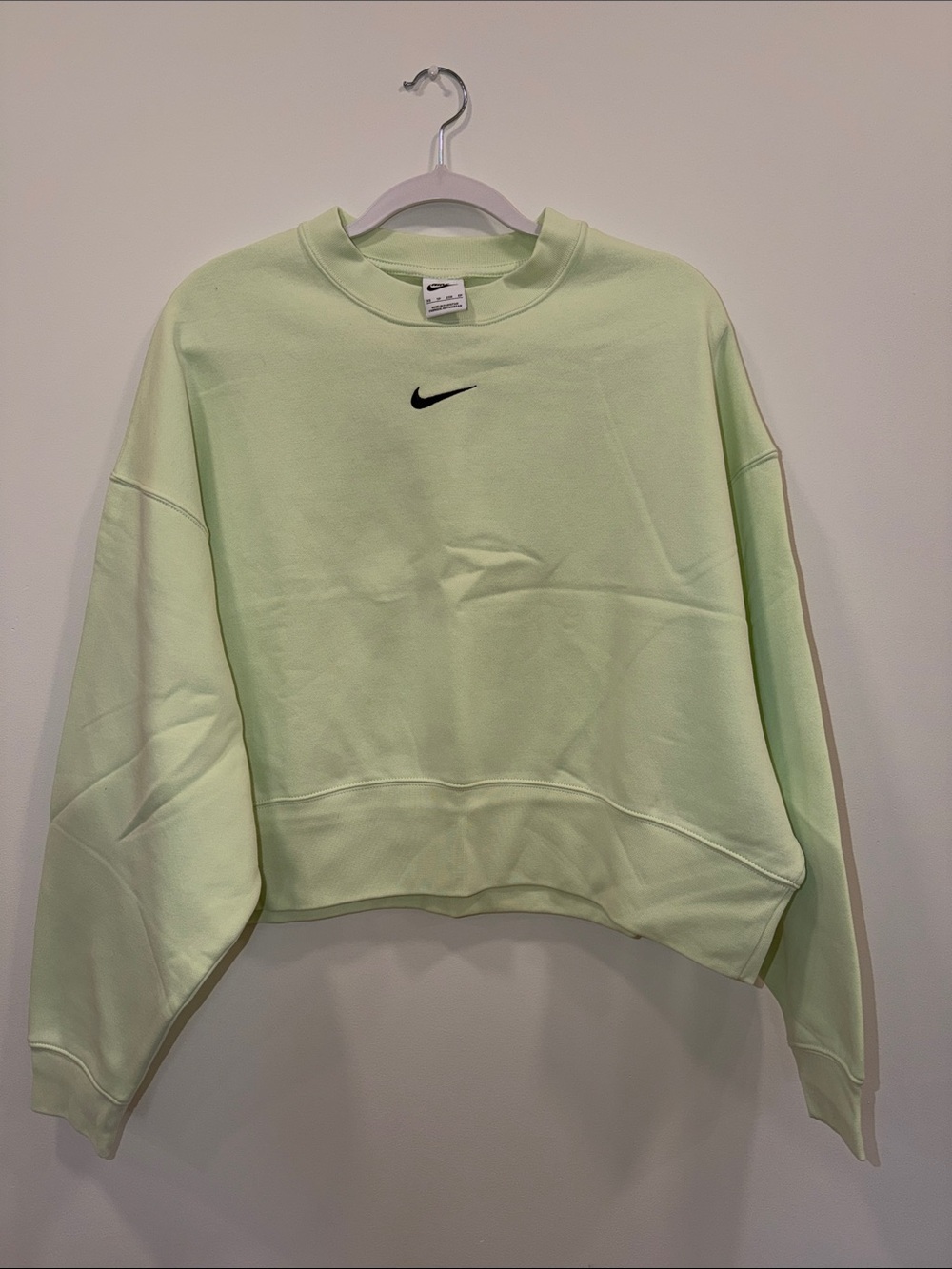 Nike neon Green Cropped Crew Sweatshirt with Black Swoosh